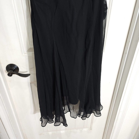 Sue Wong Womens Slip Dress Black Silk Rosette Midi Peasant Vtg 90s Y2K Fairy 14 - Picture 11 of 12